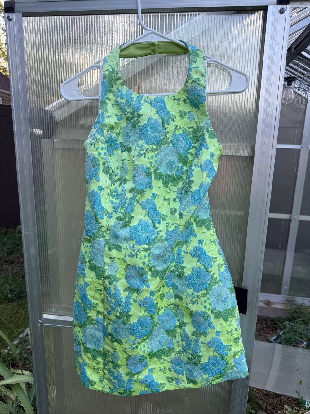 Size small Lulus Green Floral Halter Dress